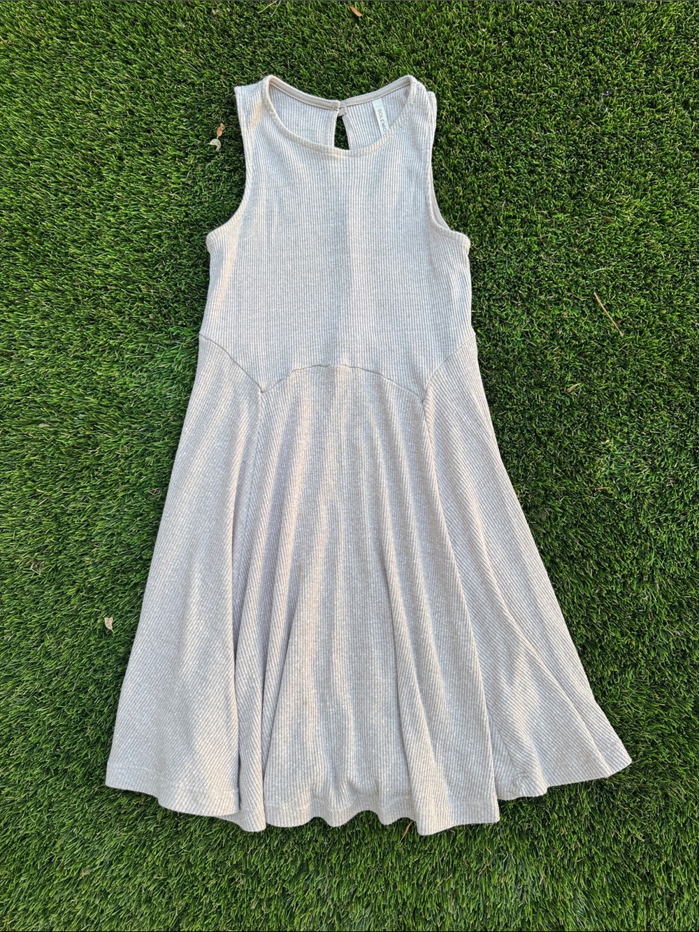 Solemio Sleeveless Midi Knit Dress in Beige